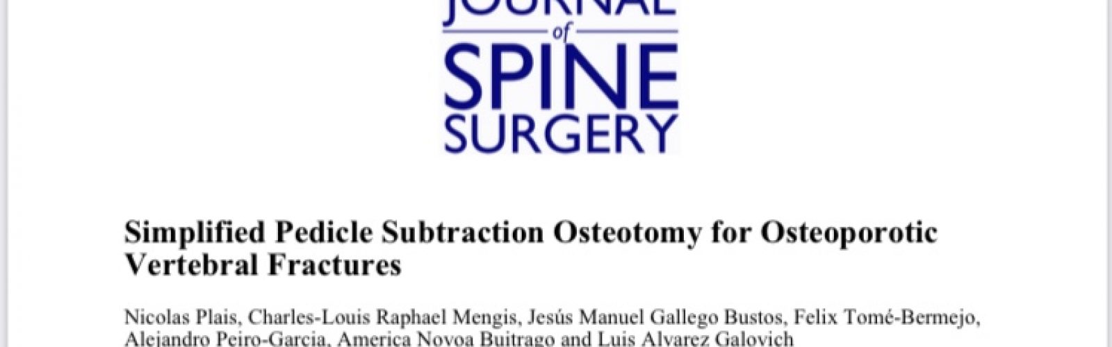 Simplified Pedicle Subtraction Osteotomy for Osteoporotic Vertebral Fractures